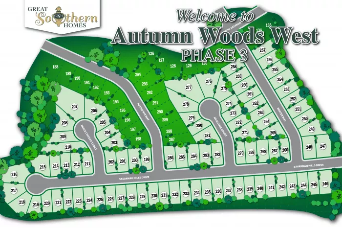 Autumn Woods West Illustrated Site Plan by Great Southern Homes