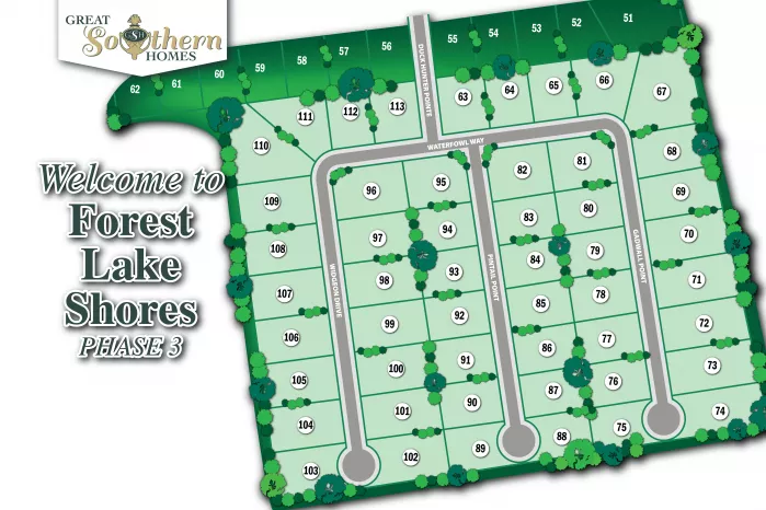 Forest Lake Shores Illustrative Site Map - Florence SC - By Great Southern Homes