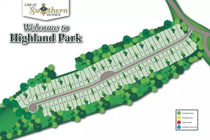 Highland Park Illustrated Site Map by Great Southern Homes